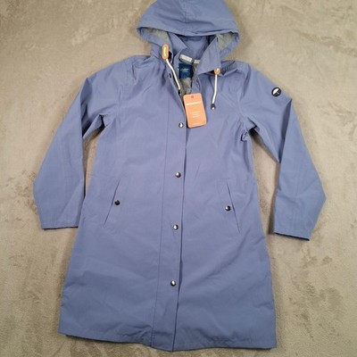 Cotton Traders Regenmantel Damen UK 10 lila wasserdicht Kapuze langer Mantel