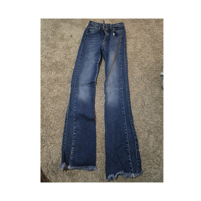 KanCan Women's Blue Medium Wash Mid Rise Slim Flare Stretch 5-Pocket Jeans 1/24