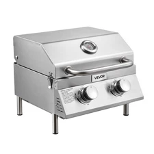VEVOR Tabletop Gas Grill 2-Burner Portable Propane Grill Stainless Steel Outdoor
