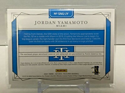 2020 Panini National Treasures - Signature Numbers Jordan Yamamoto