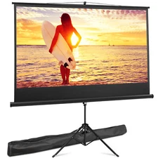 Projector Screen and Stand 84" Indoor Outdoor 16:9 4K HD with Carry Bag Black