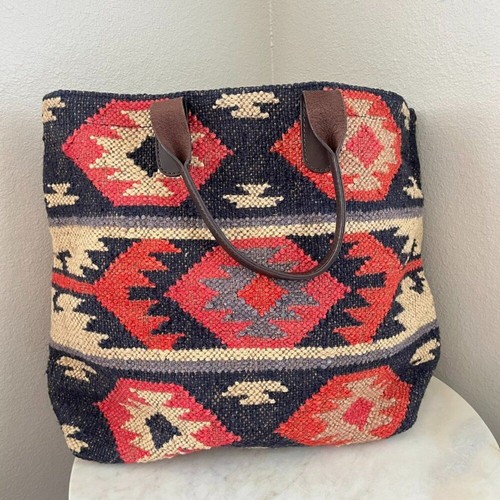 Borsa J. Jill Southwestern jacquard tessuto stampa azteca lana juta pelle - Foto 4 di 8