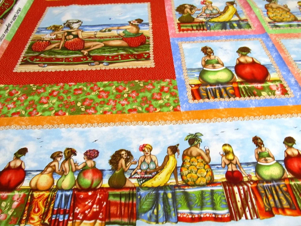 Fruit ladies  Dicke Frauen  Obstfrau Panel  Patchworkstoff  Baumwolle  60x110cm - Bild 2 von 4