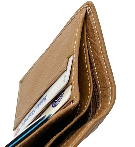 RFID Blocking Premium Leather enter Flap Trifold Wallet Center Flap - 第 19/23 張圖片