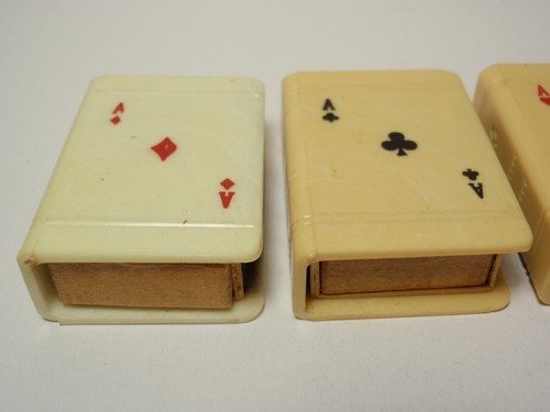 Vtg Ace Card Clubs Diamond Spades Hearts Plastic Match Box Safe Holder Set AS-IS - Bild 4 von 12