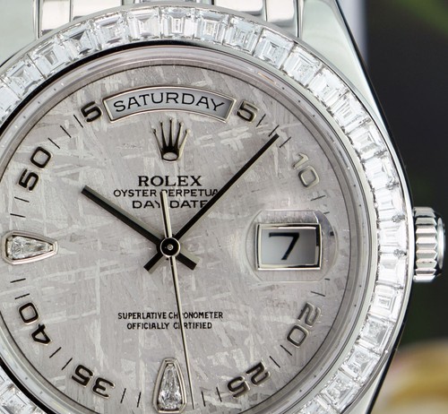 ROLEX 39mm Platinum Pearlmaster Masterpiece Meteorite Diamond 18956 - SANT BLANC - Picture 11 of 11