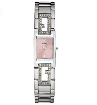 NWT GUESS $85 Swarovski Crystal Pink Dial Silver Womens  display picture 3