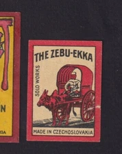 Antique Czechoslovakia Matches Tag BN151253 The Zebu Ekka India
