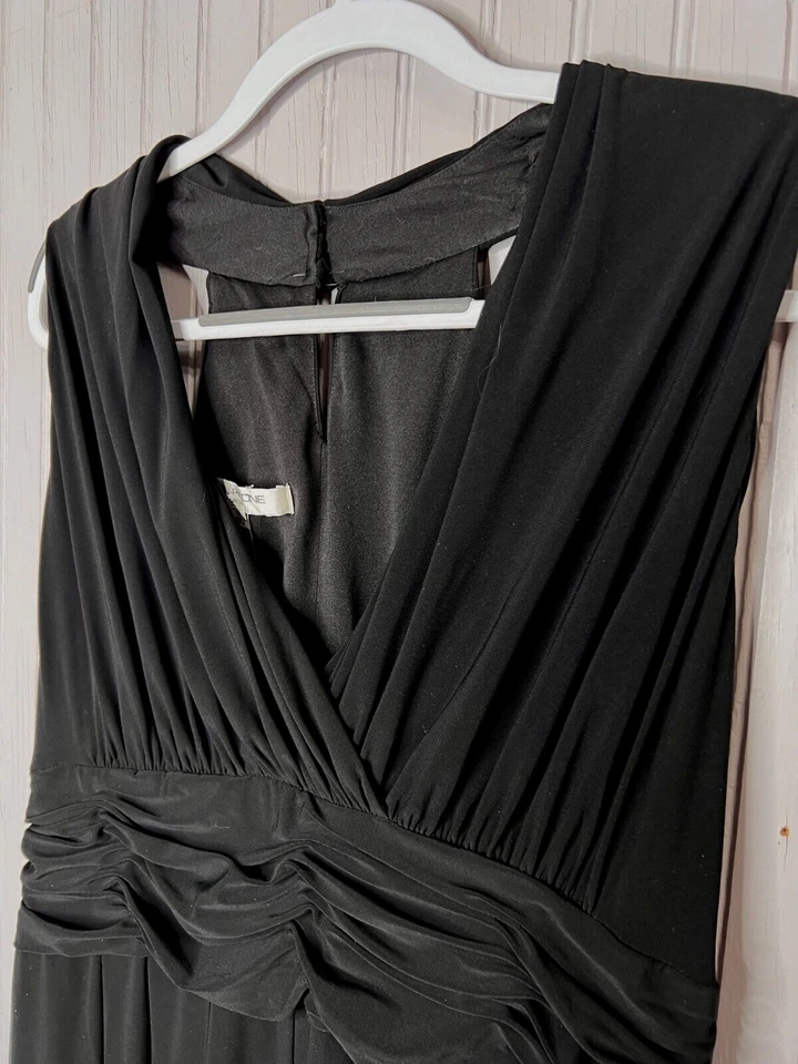 Mono Evan-Picone para mujer 16 negro sin mangas tejido ojo de cerradura botón elástico NUEVO Foto 3 de 4