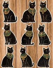 Egyptian Black Cat Die Cut Vinyl Stickers Set Scrapbooking Laptop Waterbottle