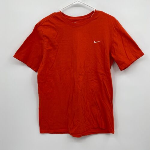 Nike Men's Short Sleeve Crew Neck Shirt Casual Orange Embroidered Logo Size L