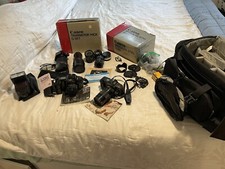 Vintage Canon Film Cameras And Lenses Set
