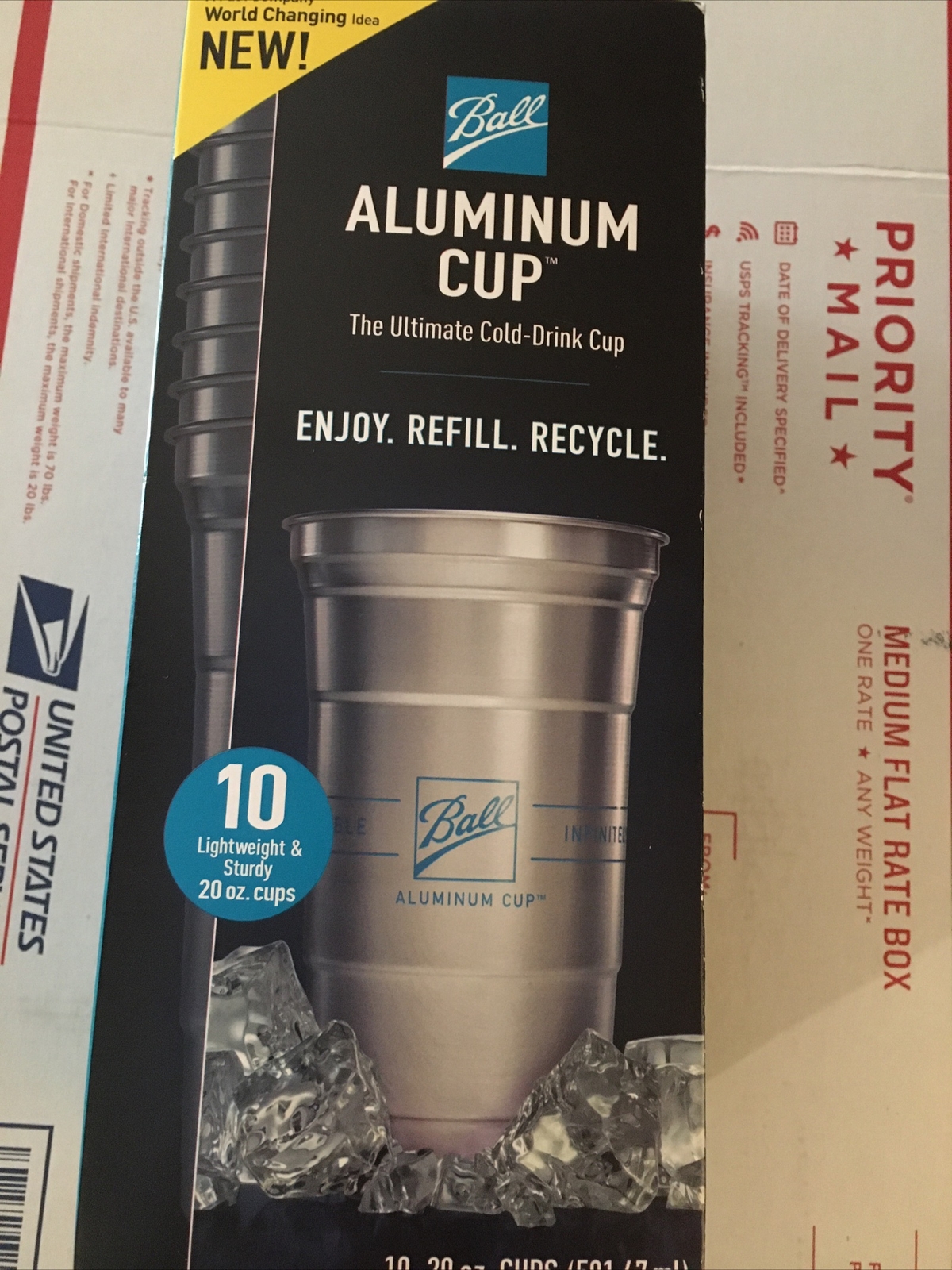 10 Pack of Ball Aluminum Cups, 100% Recyclable Cold-Drink Cup, 20 oz,GREAT  GIFT