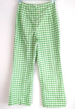 Vtg 60s Homemade Plaid Bell Bottom Pants Slacks Womens Kelly Green OOAK Unique