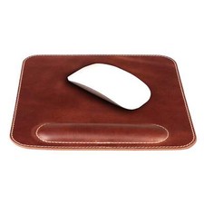 Personalized Top Grain Leather Mouse Pad with Wrist Rest Genuine Leather Mouspad