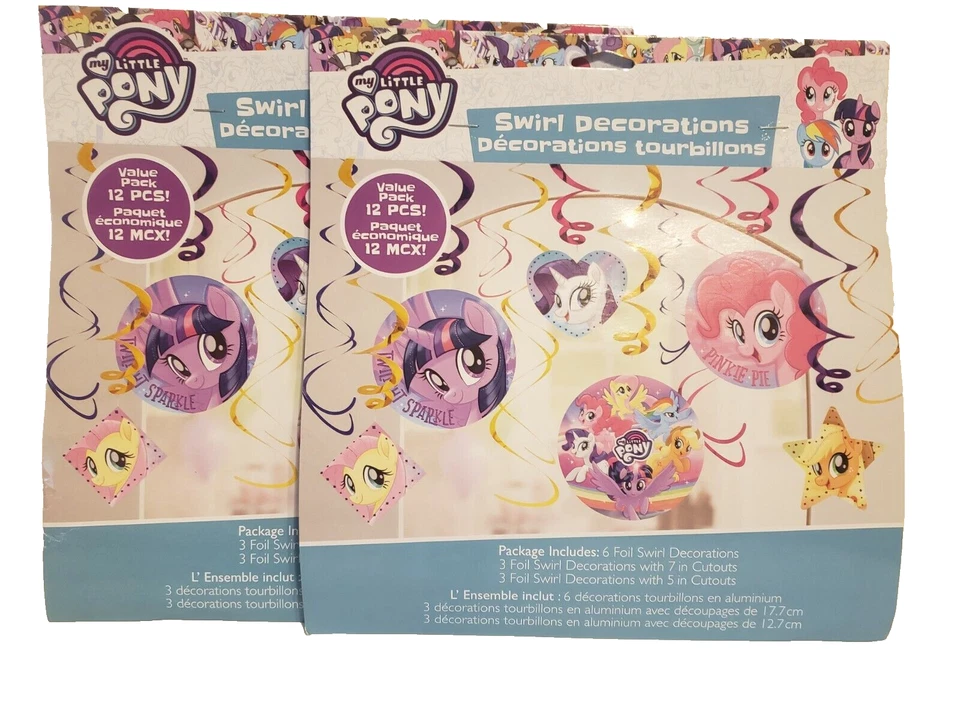 PACK de fiesta de cumpleaños My Little Pony: cubierta de mesa, placas, pancarta, decoración de remolino Foto 2 de 4