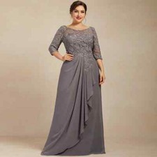 Plus Size Mother Of The Bride Dress Apppliques Ruffles Chiffon Party Prom Gowns