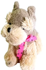 Hugfun Intl Inc Brown Tan Soft Fuzzy Plush Scottie Puppy Dog Pink Bow 12" Tall