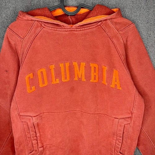Columbia Hoodie Youth 5 Orange Distressed Worn Outdoor Sport Classic - Picture 2 of 10