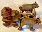 Vintage large handcast Brass/Bronze Bullock Cart, figurine & two bulls -- (G26) — photo 5