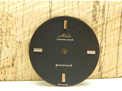 Mido Watch Dial Vintage Black Powerwind 29.28mm Ocean Star Gold Stick Markers