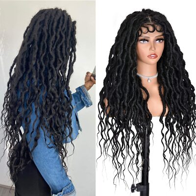 Black Faux Locs Wigs Full Lace Braid Wigs Curly Goddess Faux  display picture 1