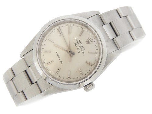 Rolex Air King Precision Men Stainless Steel Watch Oyster Band Silver Dial 14000 - Picture 3 of 6