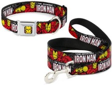 Buckle Down Seatbelt Dog Collar or Leash Iron Man Tony Stark Marvel Comic S M L