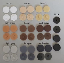 17,5mm Caps Confirmat Head Screw Hole Covers Push Fit Furniture White Hex Allen 