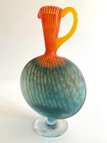 KOSTA BODA SWEDEN KJELL ENGMAN POSTMODERN ART GLASS BON BON EWER BOTTLE VASE - Picture 4 of 12