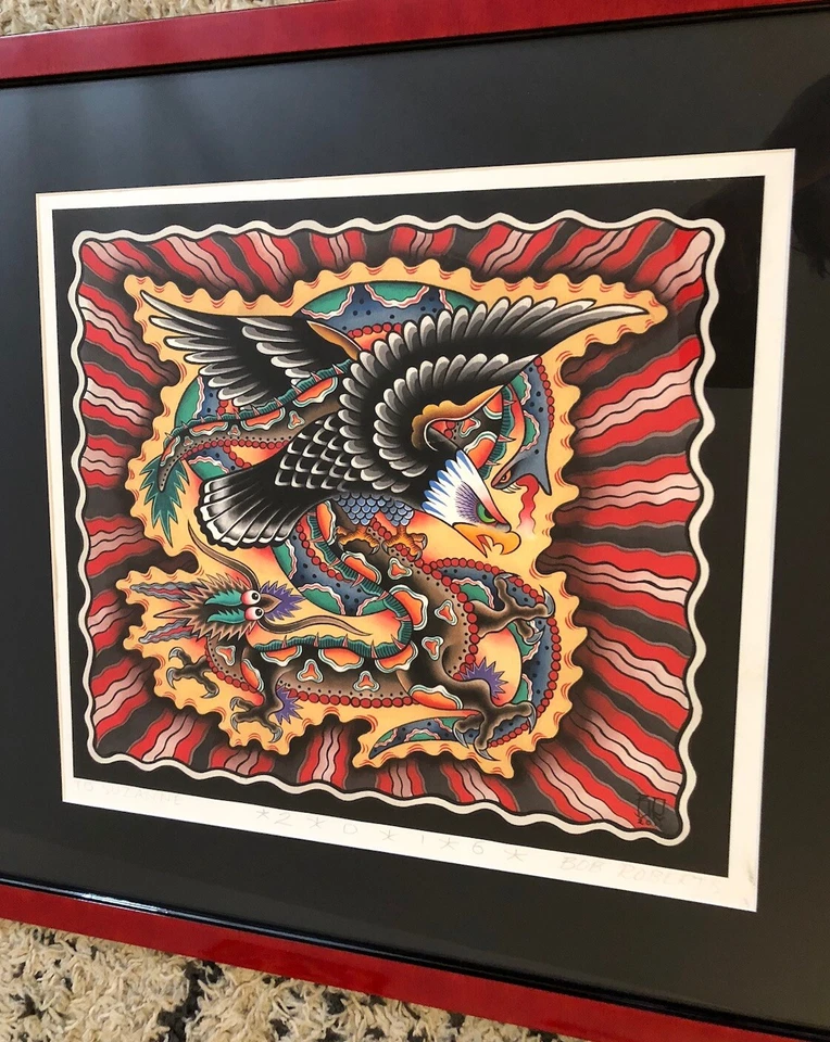 Estampa do tatuador Bob Roberts ASSINADA! Moldura 25 3/4” X 27 1/2” - Imagem 3 de 4