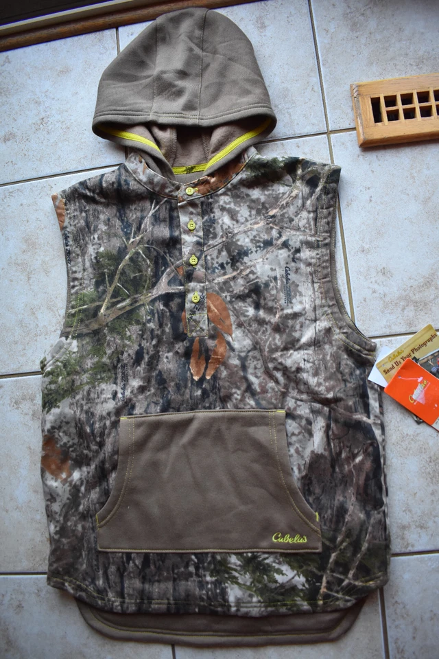 New Youth Extra Large Cabelas Zonz Woodland Camo Hunting Hooded Vest XL Free Shp - Image 2 of 4