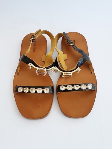 MIU MIU S/S 2013 RUNWAY Crystal Jeweled Ornament Black Sandals Shoes IT37/US7 - Picture 6 of 12