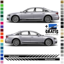 Auto Seiten-Streifen Aufkleber-Set,Dekor-Sticker passend für Audi A8 Wunschtext