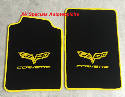 Autoteppich Fußmatten Floor Mats für Chevrolet Corvette C6 u. Z06 ab 2005' gelb 