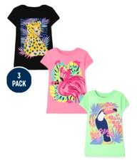 New Children s Place Girls Animal t shirts 3 pack 7/8