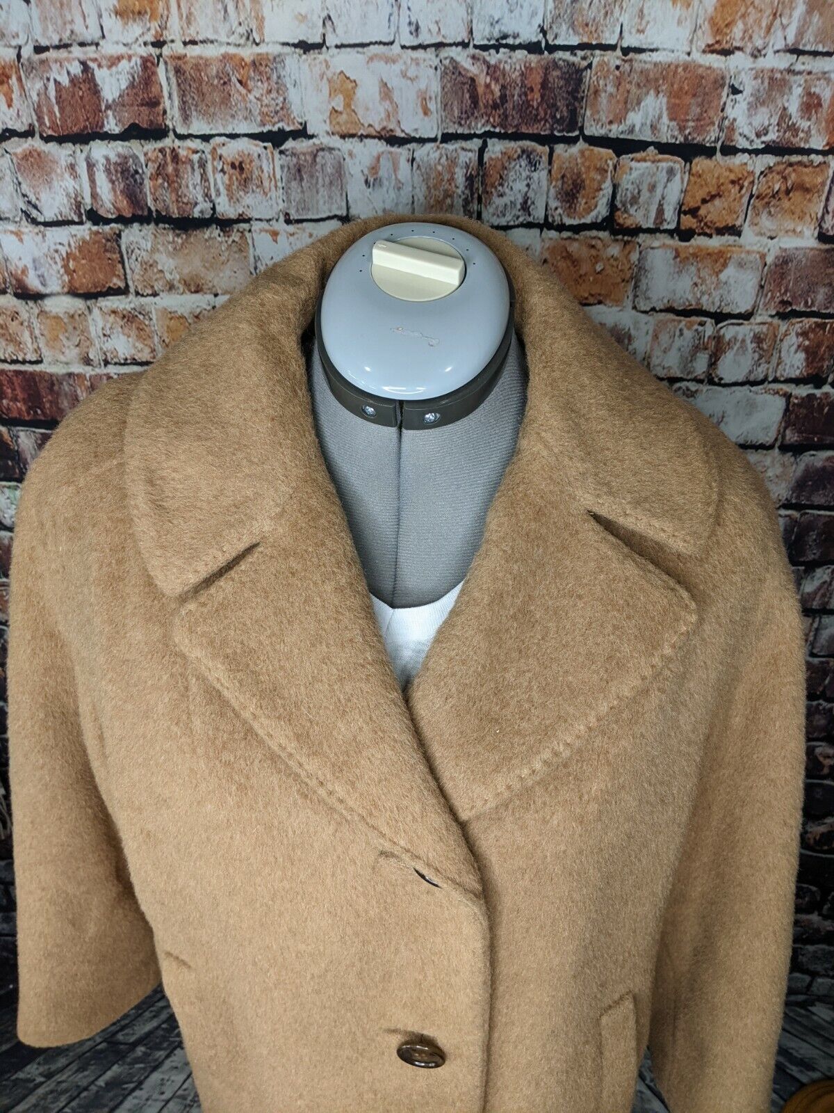 VINTAGE REAL GENUINE Camel Hair Coat Jacket England Long Teddy Fur Large  Wool 10