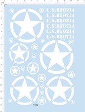 All Size US Army star U.S.850214 850714 Military Vehicle Model Water Decal White