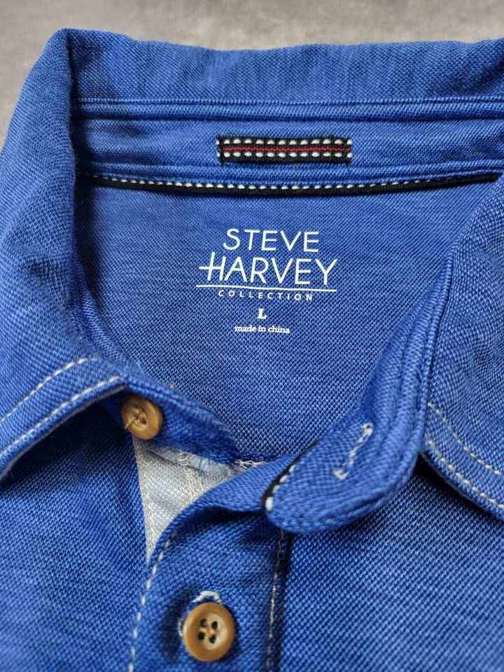 Camisa Polo Steve Harvey GRANDE Azul Sh 19" Ch 24" L 30" Foto 3 de 4