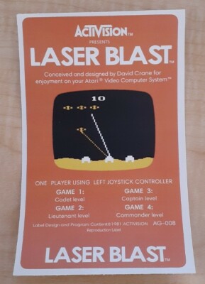 Replacement Atari 2600 Activision Laser Blast Label Machine cut