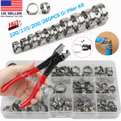 #ad 100 260X High Pressure Fuel Hose Clamps Stepless Stainless Steel Single Ear Clip $50.70
