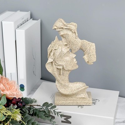 Abstract Face Sculpture Kissing Statue Modern for Festival Study Room Indoor