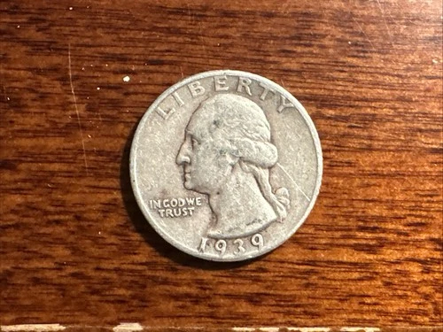 1939 No Mint Mark Washington Quarter, 90% Silver Good Condition EXACT COIN SHOWN