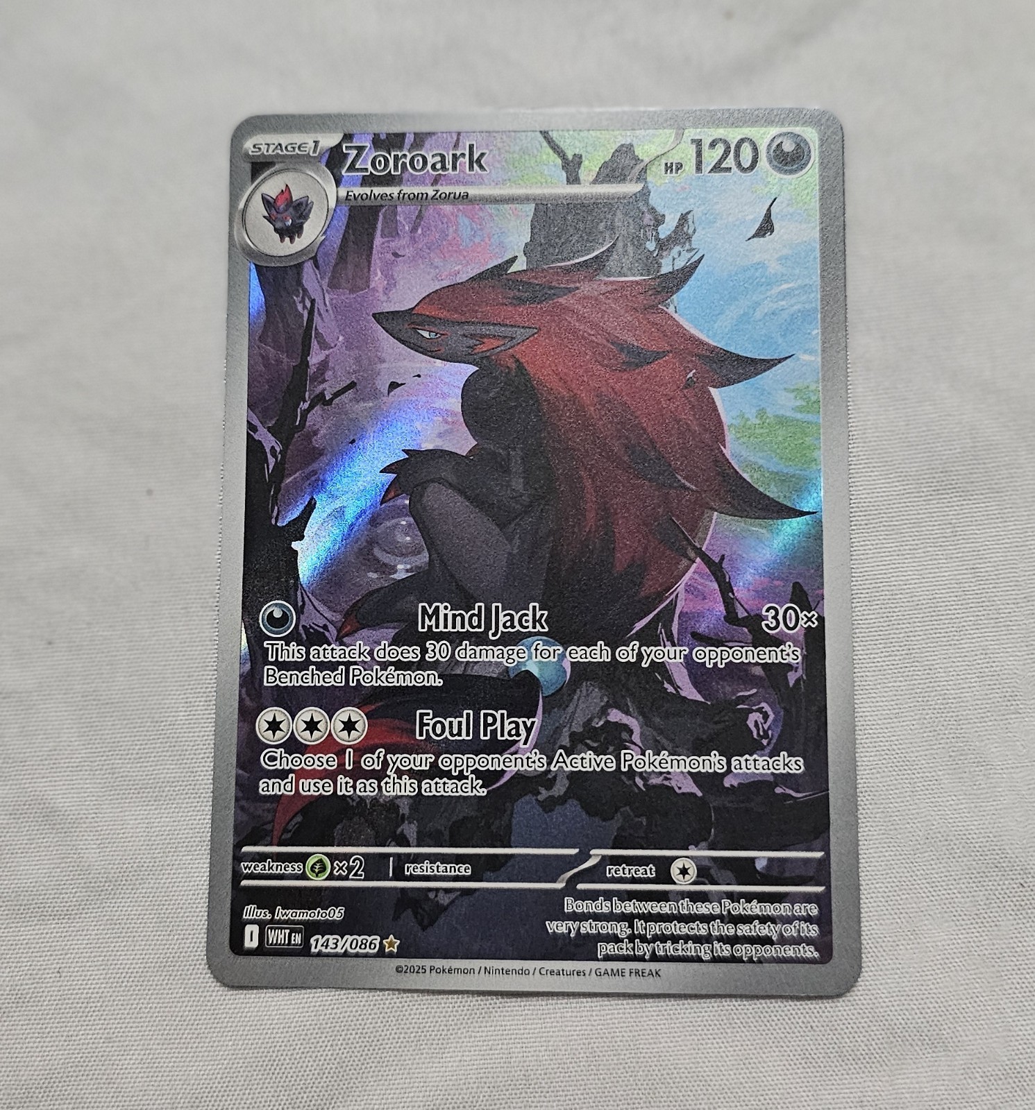 Zoroark 143/086 Illustration Rare Pokemon TCG White Flare 2025 NM Holo IR