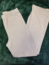 Shein Beige Ribbed Bootcut Trousers High Waisted Stretchy 12/14