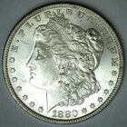1880 S Morgan Silver Dollar Coin San Francisco BU $1 Lightly Toned Edge