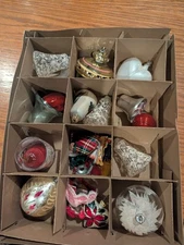 Vintage Glass Christmas Ornaments Assorted Lot Bells Hearts Red Gold Holiday Dec