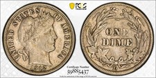 1912 D Barber Dime PCGS AU50