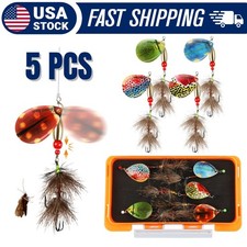 5pcs Inline Spinner Baits Kit 5/11oz for Bass Pike Trout Fishing Gift for Angler