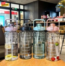 2L Portable Sports Water Bottle with Straw Large Capacity Drinking Cup